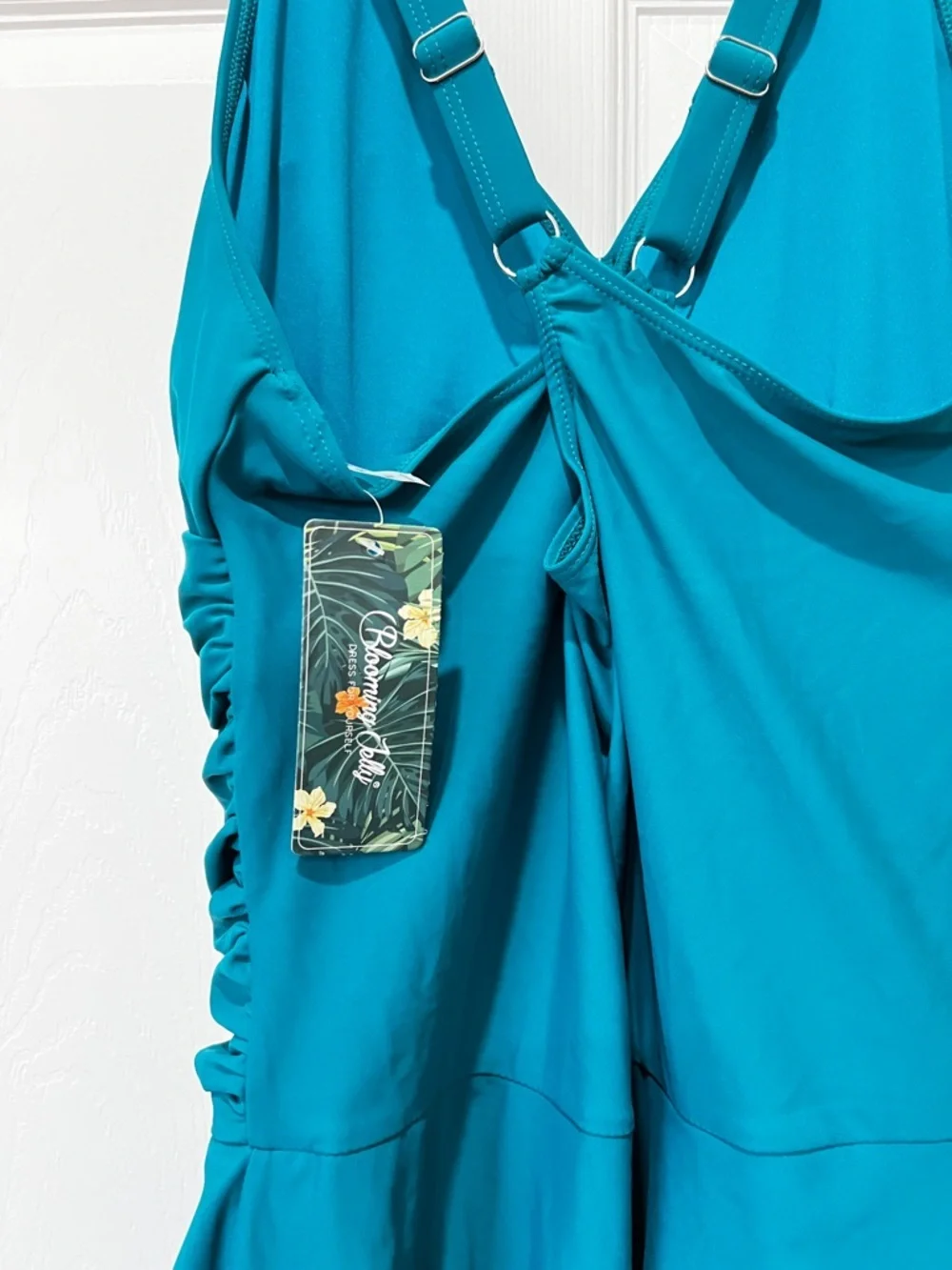 Blooming Jelly Plus Size XL Swim Dress Swimsuit One Piece Tummy Control Teal
